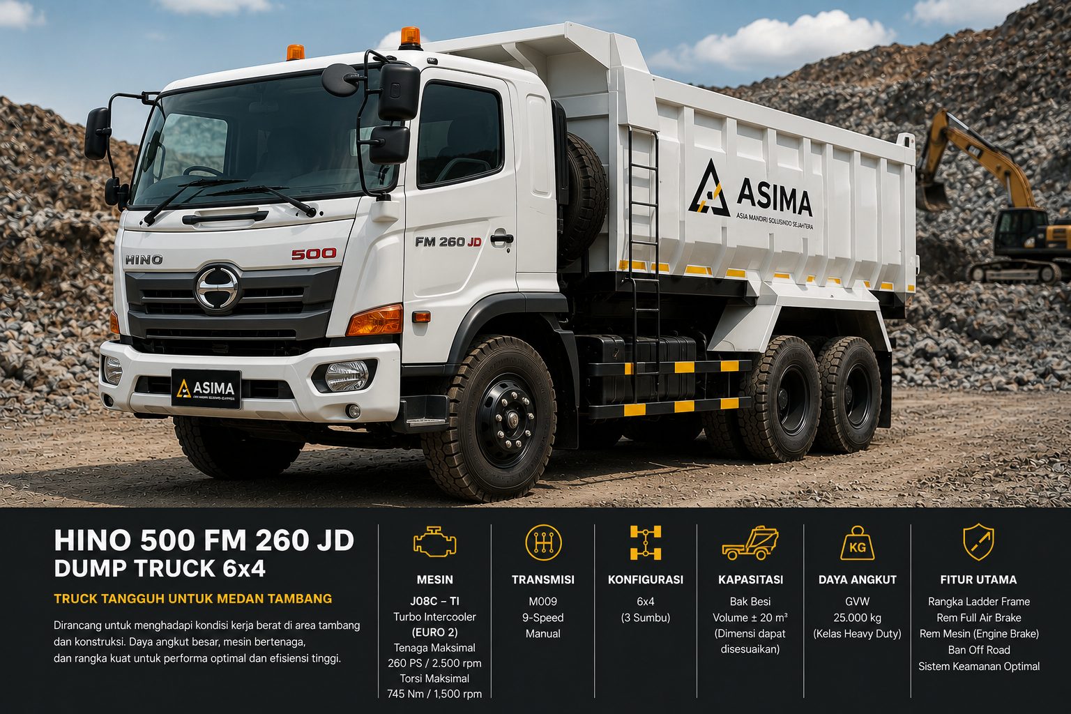 Hino 500 FM 260 JD Dump Truck 6x4