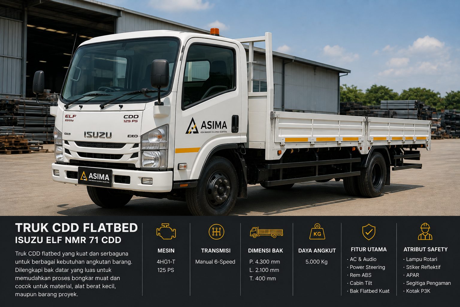 Isuzu ELF NMR 71 CDD Flatbed